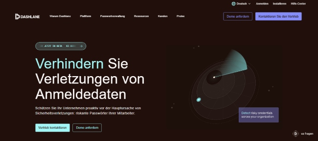 Dashlane-Plattform zur Erkennung gefährdeter Anmeldedaten in Unternehmen.